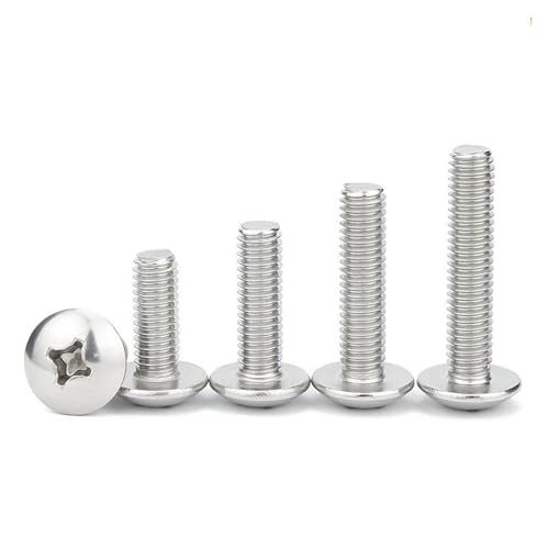 10 Stück Kreuzschlitz-Flachrundkopf-Maschinenschrauben M3 M4 M5 M6 M8 Pilzkopf Großer Flachkopf 304 Edelstahl(10mmx10pcs,M2) von DAGROD