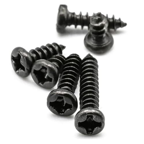 100 Stück M1.4 M1.7 M2 M2.2 M2.5 Schwarze kleine Mini-Kreuzschlitzschraube aus Edelstahl 304 mit rundem Kopf, selbstschneidende Holzschraube(8mm,M2.2 (100pcs)) von DAGROD