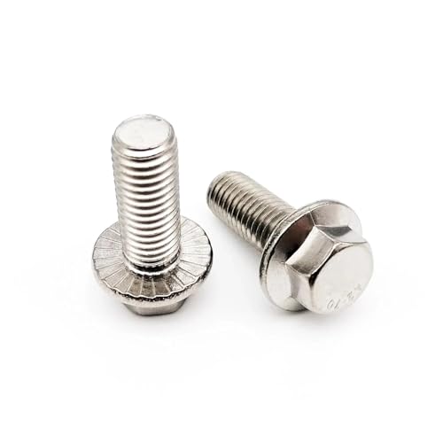 2/5/10 Stück Flanschkopfschraube Sechskant Sechskantkopf mit gezahnter Unterlegscheibe Zylinderschraube M5 M6 M8 M10 M12 A2-70 304 Edelstahl GB578(2pcs M10x55mm) von DAGROD