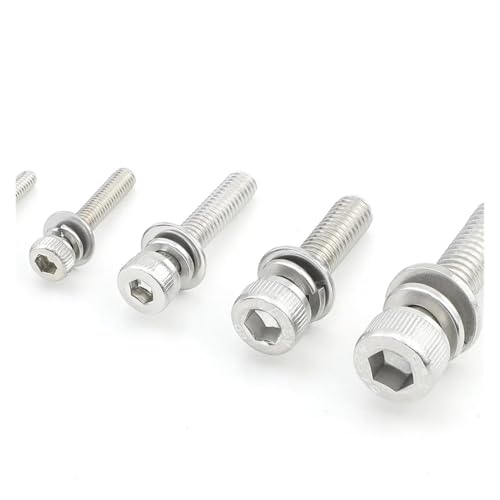 2–20 Stück Innensechskantschrauben mit Unterlegscheibe M3 M4 M5 M6 M8 Edelstahl-Kombinationsschrauben mit metrischem Kopf(8mm,M2 20pcs) von DAGROD