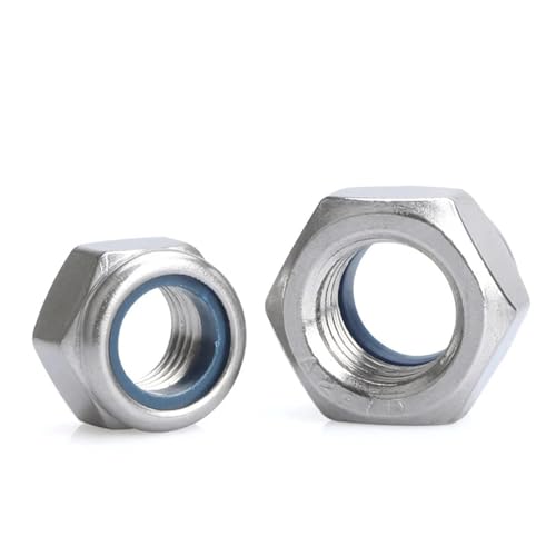 2–25 Stück M2 M2.5 M3 M4 M5 M6 M8 M10 M12 M16 304 Edelstahl, schwarzer Sechskant-Nyloneinsatz, Kontermutter, selbstsichernde Nylock-Mutter, Kontermutter(M16 2pcs) von DAGROD