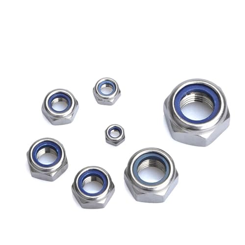 2–25 Stück M2 M2.5 M3 M4 M5 M6 M8 M10 M12 M16 304 Edelstahl, schwarzer Sechskant-Nyloneinsatz, Kontermutter, selbstsichernde Nylock-Mutter, Kontermutter(M4 25pcs) von DAGROD