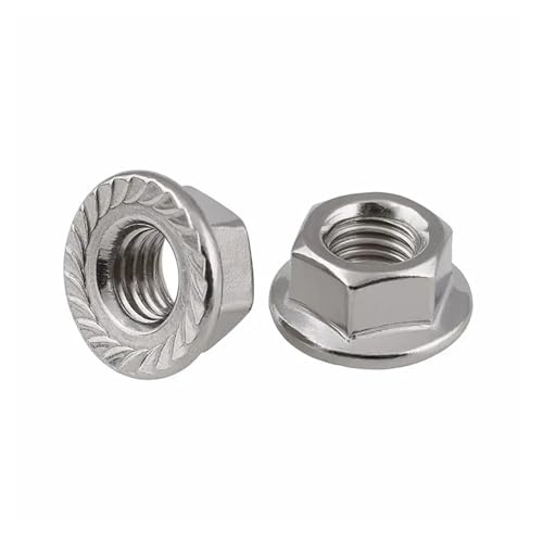 2 Stück Sechskant-Flanschmuttern mit Wellenschliff, 304 Edelstahl, Sechskant-Flanschmuttern mit Wellenschliff, Kontermuttern UNC 1 2"-13 1 4"-20 3 8"-16 5 16"-18(WHITE) von DAGROD