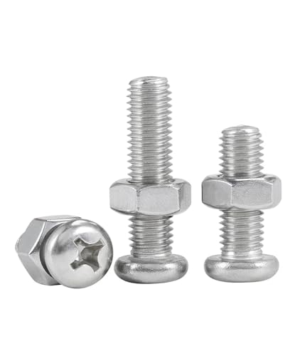 20/30 Sätze M2 M2.5 M3 M3.5 M4 304 Edelstahl Zweiteiliger Schraubenmutternsatz Kreuzrundkopfschrauben Sechskantmuttern-Kombinationssatz(7mm -30sets,M3) von DAGROD