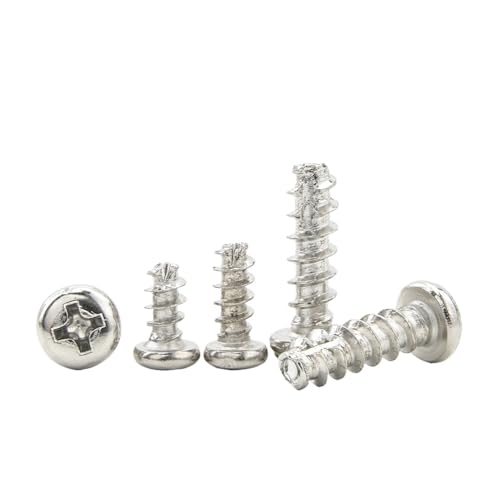 20–100 Stück selbstschneidende Kreuzschlitzschrauben mit rundem Kopf und Schneidschwanz, M2, M3, M4, M5, Edelstahl, Flachkopf-Gewindeschneidschrauben(4mm,M2 100pcs) von DAGROD