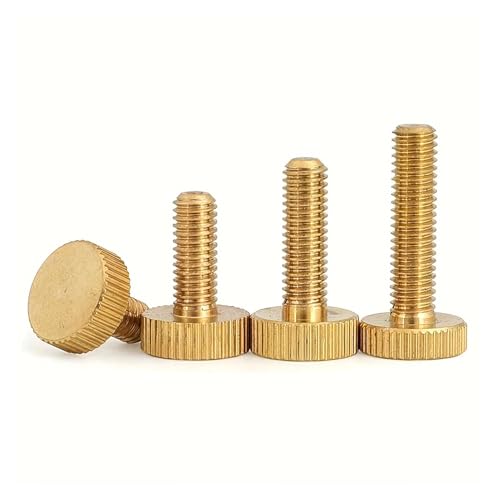 3/5 Stück Messing-Flachkopf-Handschraube GB835, reines Kupfer, großer Kopf, gerändelter Handschraubengriff, Schraube festziehen(M3 10MM-5PCS) von DAGROD