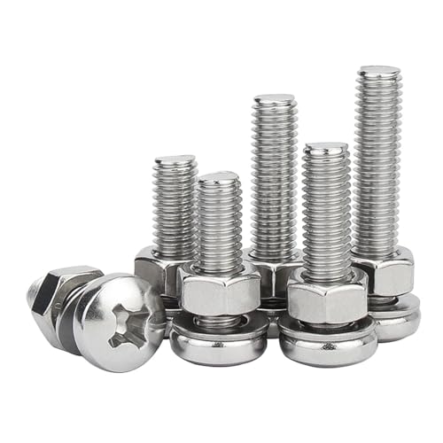 3–30 Stück M2 M2.5 M3 M4 M5 M6 M8 M10 304 Edelstahl Kreuz Rund Flachkopfschraube Flachdichtung Mutter Bolzen(12mm,M3-20pcs) von DAGROD