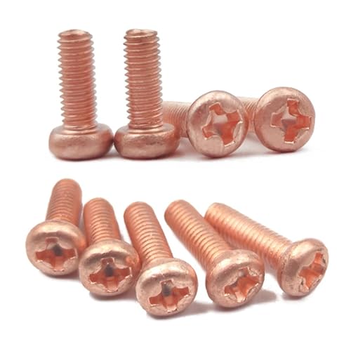 5/10 Stück M3 M4 M5 M6 T2 reines Kupfer Rundkopf-Kreuzschraube hohe GB818 Pan-Kopf-Nut-Maschinenzahnschraube(25mm,M3 (10Pcs)) von DAGROD