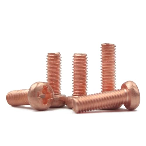 5/10 Stück M3 M4 M5 M6 T2 reines Kupfer Rundkopf-Kreuzschraube hohe GB818 Pan-Kopf-Nut-Maschinenzahnschraube(6mm,M4 (5Pcs)) von DAGROD