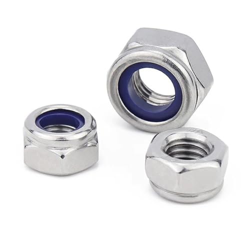 5–20 Stück Feingewinde M5 M6 M7 M8 M10 M12 M14 M16 Steigung 0,5~1,5 mm 304 Edelstahl Nyloneinsatz Kontermutter Sechskant Selbstsichernde Kontermutter(5pcs M12x1.25) von DAGROD