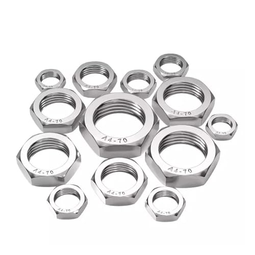 5–50 Stück GB6172 DIN439 316 A4-70 Sechskantmutter aus Edelstahl, dünne Sechskantmuttern(M3 (50Pcs)) von DAGROD