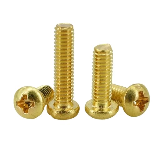 50/100 Stück M2 M2.5 M3 M4 M5 M6 M8 Messingschrauben Metrische Gewindebolzen Kreuzschlitzschrauben Senkkopf Kupfer Matchine Schraube(Round Head,M3x16 (50Pcs)) von DAGROD