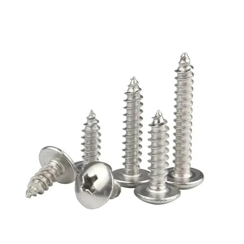 50//20/10 Stück Kreuzschlitz-Flachrundkopf-Blechschraube M3 M4 M5 M6 Edelstahl-Pilzkopf-Holzschraube(6mm,M4 x 50Pieces) von DAGROD