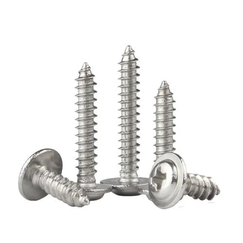 50 Stück M1.4 M1.7 M2 M2.3 M2.6 M3 M4 Kreuzrundkopf mit Unterlegscheibe, selbstschneidende Schraube, 304 Edelstahl, Holzschrauben(6mm,M3) von DAGROD