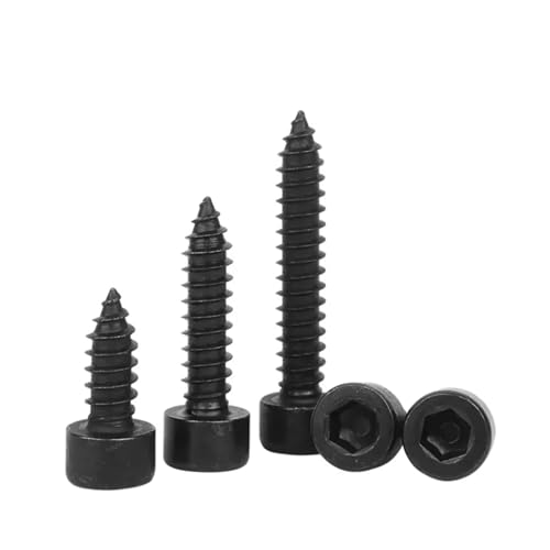 50 Stück M2 M3 M3.5 8.8 Kohlenstoffstahl Verzinkung Sechskant Innensechskant Selbstschneidende Schraube for Lautsprecher(Black,M2.6X8mm(50PCS)) von DAGROD