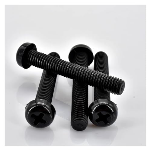 50 Stück Nylonschrauben M2 M2.5 M3 Schwarz Weiß Nylon Kunststoff Flachkopfschrauben Kreuz Rundkopf Isolierte Bolzen(Black,M2.5X6(50pcs)) von DAGROD