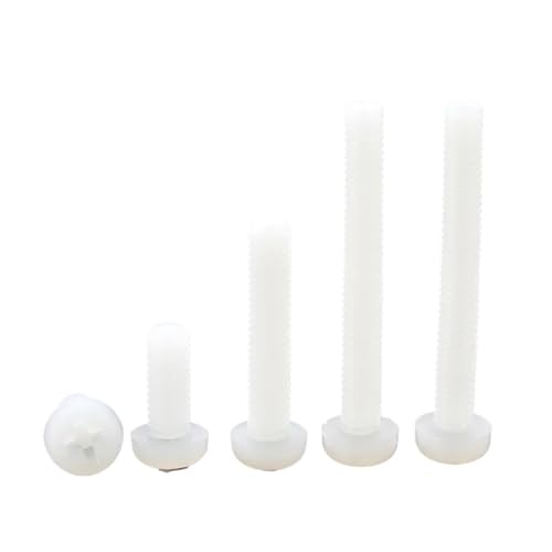 50 Stück Nylonschrauben M2 M2.5 M3 Schwarz Weiß Nylon Kunststoff Flachkopfschrauben Kreuz Rundkopf Isolierte Bolzen(White,M2X12(50pcs)) von DAGROD