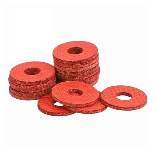 DAGROD SeroNi 20-100 M2 M2,5 M3 M4 M5 M6 M8 M10 M12 M16 Rot Stahl Papier Faser Isolierende Flache Unterlegscheibe Isolierung Plain Dichtung Ring Meson Spacer Gasket (Size : 100pcs M4x8x1mm) von DAGROD