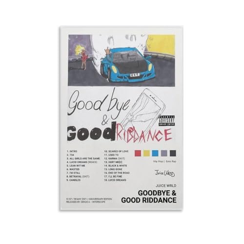 DAGUYS Rapper Juice Wrld Goodbye & Good Riddance Alben, Musikposter, 2 Heimdekor-Poster, Wandkunst, hängendes Bild, Druck, dekorative Malposter, 40 x 60 cm von DAGUYS