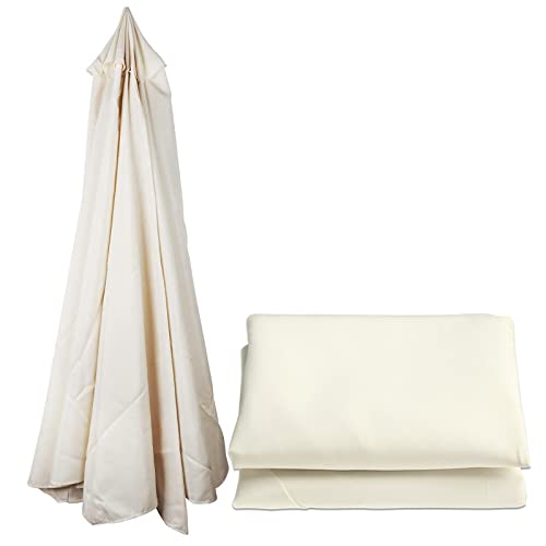 Schirmtuch 2.7m/3m 6 Rippen/8 Rippen Polyester Ersatz-Sonnenschirmbezug - Wasserdichter/UV-beständiger Ersatzstoff - Nur Schirmkappe(Size:2.7m 6 Ribs,Color:Beige) von DAHAI STORE