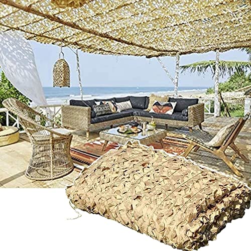 Tarnnetz Beige, Sonnenschutz Camouflage Netz, Sonnensegel, Verwendet Für Militärische Dekoration, Jagd, Camping, Terrassen, Partydekoration(Size:2X3M/6.6X9.8FT) von DAHAI STORE