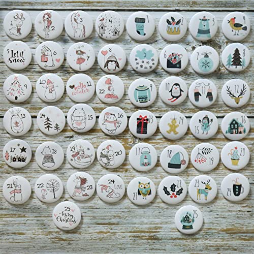 DAHI 2sets Adventskalender Zahlen Buttons Nummer 1-25 zum Weihnachtskalender selber basteln für Jutesäckchen, Anstecker Nadeln DAHI 2sets Adventskalender Zahlen Buttons Nummer 1-25 zum Weihnachtskalender selber basteln für Jutesäckchen, Anstecker Nadeln von DAHI