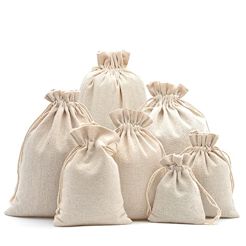 DAHI Baumwollsäckchen säckchen mit Baumwollkordel Leinensäckchen jutesäckchen Geschenksäckchen (9x12cm/25pcs) von DAHI