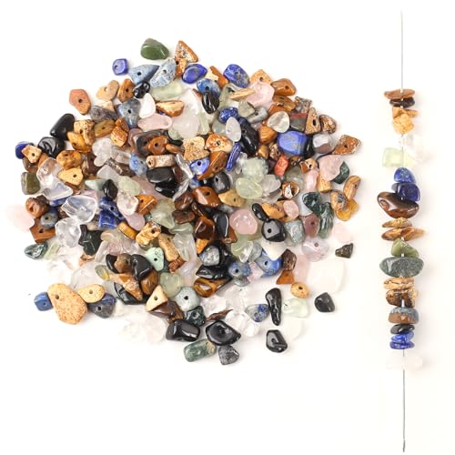 DAHI ca.480pcs edelsteine Perlen zum Auffädeln Kristalle Perlen Kristall Steine Perlen für Armbänder Ketten Ohrringe Schmuck Natürlichen Unregelmäßige Gebohrt DIY Edelsteine (Multicolor-A) von DAHI