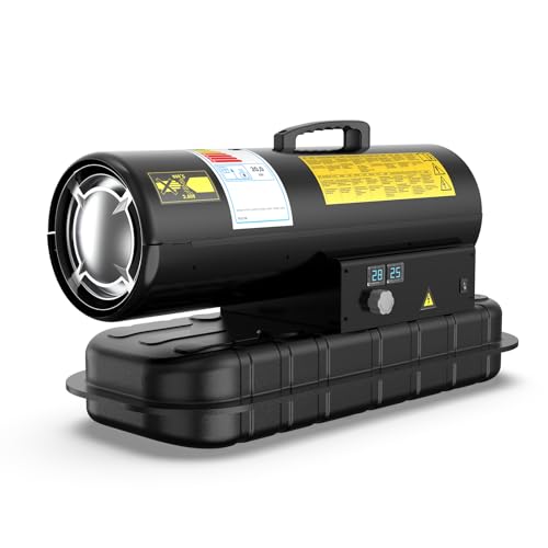 DAHTEC 20 kW Heizkanone Diesel Bautrockner, Großtank Bauheizer, 550 m³/h Heizgebläse mit Thermostat, Ölbeheizung Heizlüfter für Werkstätten, Baustellen und landwirtschaftliche Betriebe von DAHTEC
