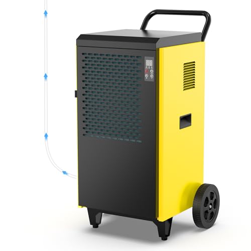 DAHTEC Bautrockner Luftentfeuchter Keller 70 L/Tag mit Integrierte Pumpe - Fläche 200 m²/500 m³ - 24Hr Timer Innenbereich Trocknungsgerät für Große Räume von DAHTEC