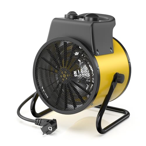 DAHTEC Elektro Heizlüfter 2000 Watt Bautrockner mit Überhitzungsschutz Energiesparend Heizgerät für Baustellen, Hausgebrauch, Werkstatt, Garage von DAHTEC