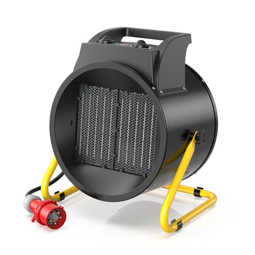 DAHTEC Heizlüfter 9000 Watt Keramik Heizstrahler Elektroheizer Bauheizer Bautrockner mit Thermostat Heizgerät mit 3 Heizstufen für Baustellen, Hausgebrauch, Werkstatt,Garage von DAHTEC