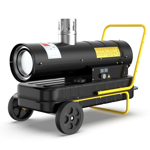 DAHTEC Indirekte Diesel Bautrockner 30 kW Heizkanone Bauheizer - 50 L Großtank - Ölheizer Heizgebläse mit Thermostat für Werkstätten, Baustellen und landwirtschaftliche Betriebe von DAHTEC