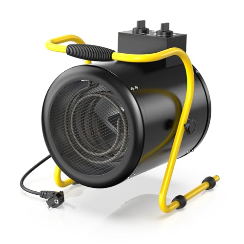 DAHTEC Industrie Heizgerät 3000 Watt Heizlüfter Große Räume mit Thermostat & 3 Heizstufen Bauheizer Bautrockner Heizgebläse mit Tragbarer Griff für Garage, Baustelle von DAHTEC