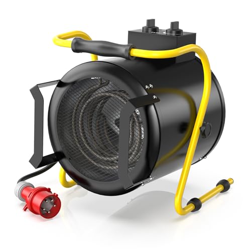 DAHTEC Industrie Heizgerät 9kw Heizlüfter Große Räume mit Thermostat & 3 Heizstufen Bauheizer Bautrockner Heizgebläse mit Tragbarer Griff für Garage, Baustelle von DAHTEC