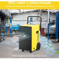 DAHTEC Industriel Luftentfeuchter Elektrisch (max. 50 L/Tag), mit 7 L Großvolumen-Tank und Entwässerung, Geeignet für Keller und Räume bis zu 150 von DAHTEC