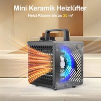 Elektro-Keramikheizer 2000W - Kompakter Gebläseheizer fürs Büro, schnelles & sparsames Heizen - Schwarz [Energieklasse A] von DAHTEC