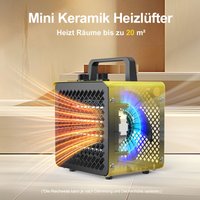 Elektro-Keramikheizer 2000W - Kompakter Gebläseheizer fürs Büro, wirtschaftliches Design - Gelb [Energieklasse A] von DAHTEC