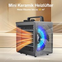 Elektro-Keramikheizer 3000W - Kompakter Gebläseheizer, schnelles Heizen fürs Büro - Schwarz [Energieklasse A] von DAHTEC