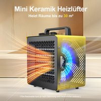 Elektro-Keramikheizer 3000W - Kompakter & sparsamer Gebläseheizer fürs Büro, modernes Design - Gelb [Energieklasse A] von DAHTEC