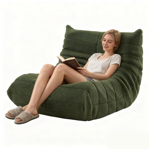 Sitzsack Sofa Bodensofa, Togo Sofa mit Ergonomischem Design, Lazy Sofa mit Kunstfellbezug und Super weich Speicher, Bean Bag für Schlafzimmer Wohnzimmer (Grün) von DAHUEN