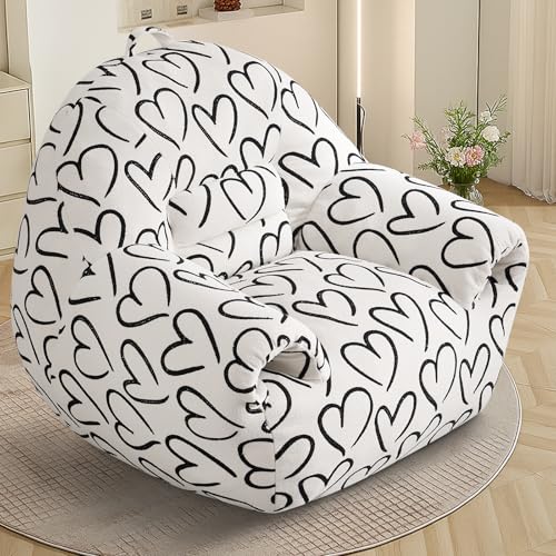 DAICO Sitzsack-Stühle für Erwachsene, Sofa, Couch, bequemer Akzentstuhl mit Armlehnen, weiß, Einzelbett, faule Bodensofas mit Schaumstoff, für Wohnzimmer, Lesen, Schlafzimmer, Gaming, Büro von DAICO