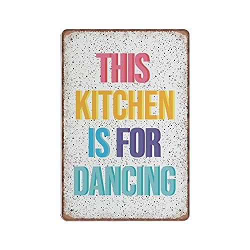 DAIERCY Blechschild, Aufschrift "This Kitchen Is for Dancing", Vintage-Stil, Wandkunst, Kneipe, Bar, Küche, Garten, Badezimmer, Heimdekoration, 140 x 200 mm von DAIERCY