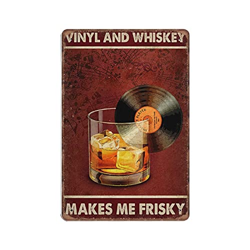 DAIERCY Blechschilder, Vinyl und Whiskey Make Me Frisky, Vintage-Weintrink-Schild, lustiges Vintage-Metallschild, Plakette, Poster, Wandkunst, Kneipe, Bar, Küche, Garten, Badezimmer, Heimdekoration, DAIERCY Blechschilder, Vinyl und Whiskey Make Me Frisky, Vintage-Weintrink-Schild, lustiges Vintage-Metallschild, Plakette, Poster, Wandkunst, Kneipe, Bar, Küche, Garten, Badezimmer, Heimdekoration, von yaco