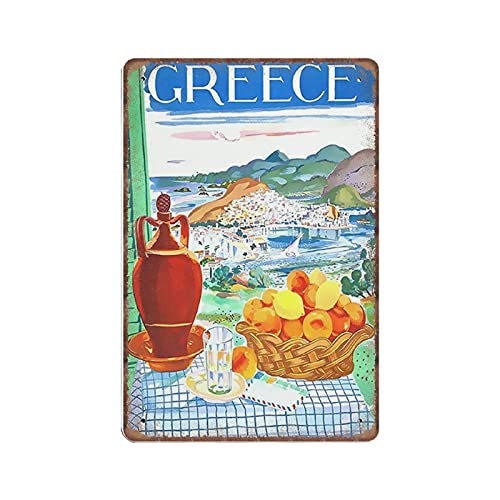 DAIERCY Griechenland Blechschilder 1948 – griechischer Druck, Vintage, Griechenland, Reisen, lustiges Vintage-Metallschild, Plaqu Poster, Wandkunst, Kneipe, Bar, Küche, Garten, Badezimmer, von DAIERCY