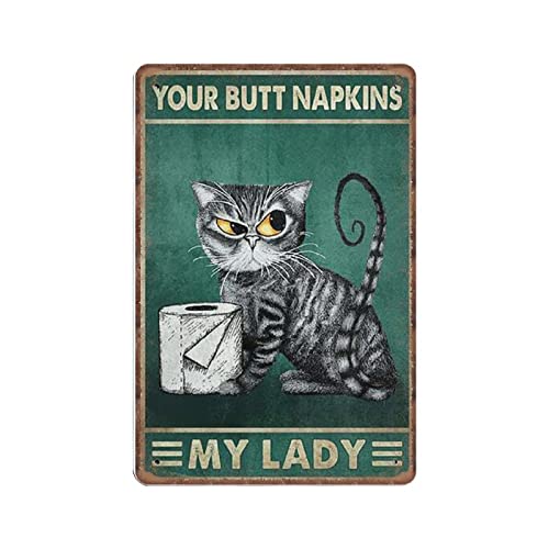 DAIERCY Lustige Vintage Sign Your Butt Servietten My Lady Metall Blechschilder für Küche Garten Garage Badezimmer Wanddekoration 20 x 30 cm von DAIERCY