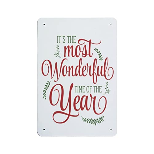 DAIERCY Lustiges Vintage-Schild mit Aufschrift "Christmas It's The Most Wonderful Time of The Year", Metall, Blechschilder für Küche, Garten, Garage, Badezimmer, Wanddekoration, 140 x 200 mm von DAIERCY