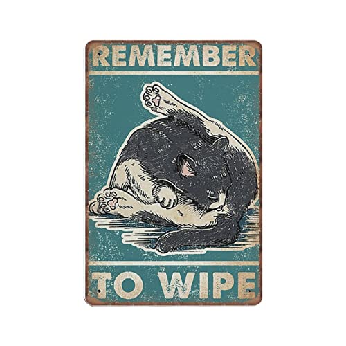 DAIERCY Vintage Metall-Blechschild "Cat Remember to Wipe Cat Tolet", lustige Retro-Wandkunst für Küche, Badezimmer, Heimdekoration, Geschenke, Schild, 140 x 200 mm von DAIERCY