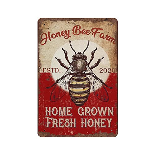 Honey Bee Farm Fresh Honey Vintage Blechschild Bienenschilder Honig Metallschild Gartendekoration Home Office Cafe Bar Pub Bier Club Männerhöhle Wand Heimdekoration Geburtstag Jahrestag von DAIERCY