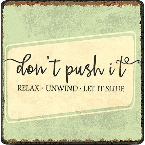 Metall-Blechschild mit Aufschrift "Don't push it", Bauernhaus-Blechschild, rustikale Badezimmerdekoration, 30,5 x 30,5 cm von DAIERCY